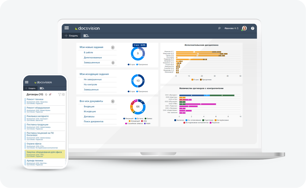 мобильный доступ и веб-интерфейс системы электронного документооборота